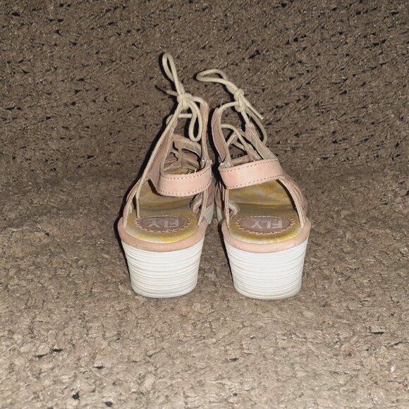 FLY LONDON-YEXA-Blush/Light Pink-Lace-Up Wedge Sandals-Sz 36-Excellent - Picture 6 of 8
